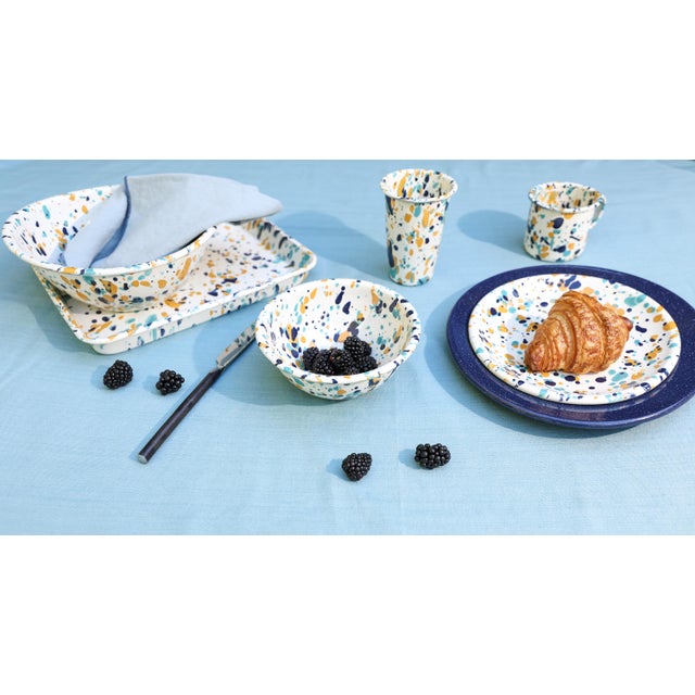 Not Yet Made - Made To Order Crow Canyon Home Enamelware, Catalina Storage Bowl Set in Bermuda Buttercup - 3 Pieces For Sale - Image 5 of 6