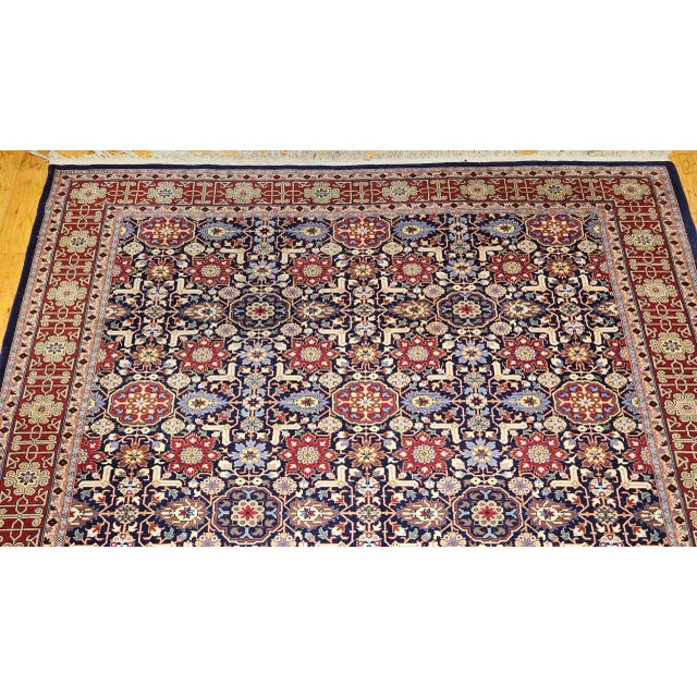 Vintage Persian Tabriz Afshan Rug, Handwoven Allover Geometric Caucasian Kuba Pattern, Navy & Red, 7’ X 10' For Sale - Image 10 of 12