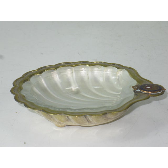 Gold Dish Plate M.V. Georgic (1932) White Star Line (Crest) Silver Plate Glass Shell For Sale - Image 8 of 16