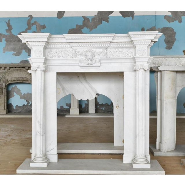 Stone Grand Neoclassical White Marble Fireplace For Sale - Image 7 of 7