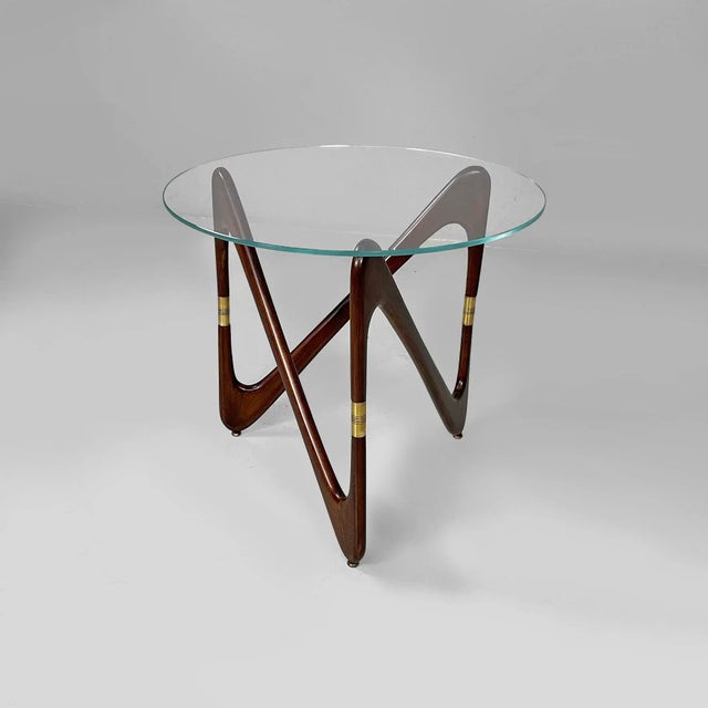 Mid-Century Modern Coffee Table in Glass and Wood, Italy, 1950s For Sale - Image 4 of 15