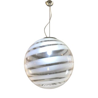 White and Transparent Sphere Lamp in Murano Glass from Simoeng For Sale