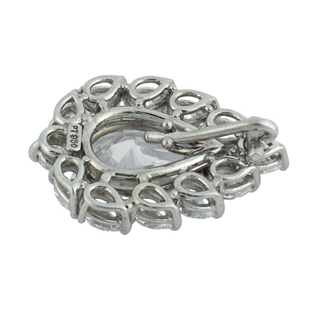 Vintage Gia 3.03 Carats Pear Shape Diamond Platinum Cluster Pendant For Sale In Los Angeles - Image 6 of 7