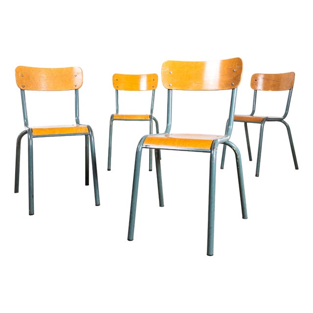 Stacking Dining Chairs with Wide Back Rest from Mullca, 1950s, Set of 4 For Sale