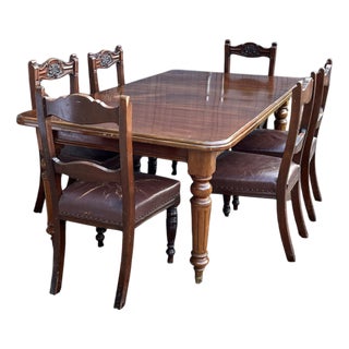 Victorian Extendable Dining Table and Chairs in Mahogany, Set of 7 For Sale