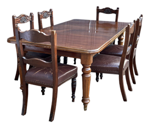 Victorian Extendable Dining Table and Chairs in Mahogany, Set of 7