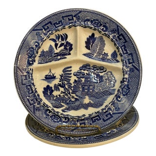 Vintage Blue Willow Transferware Plates - A Pair For Sale
