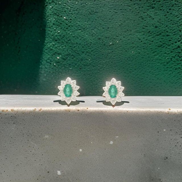 Natural Emerald Diamond Earrings 14k White Gold 2.4 TCW Certified For Sale - Image 4 of 12