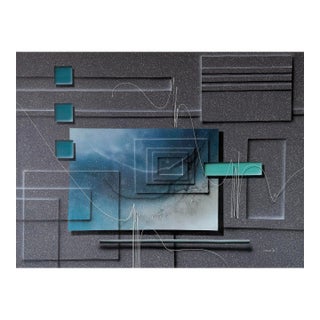 1980s Josef Kugler Abstract Geometric Acrylic on Canvas Painting For Sale