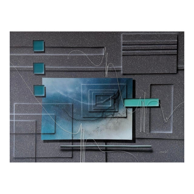 1980s Josef Kugler Abstract Geometric Acrylic on Canvas Painting For Sale