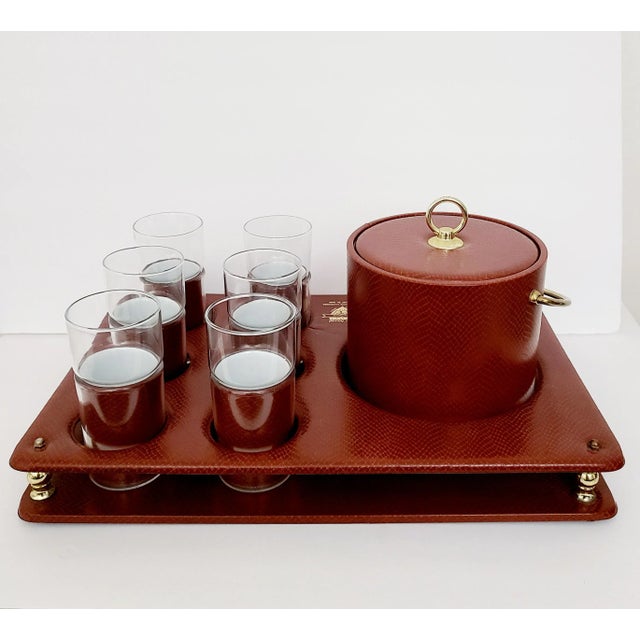 Kraftware 1980s Kraftware Snakeskin Embossed Ice Bucket & Glasses- 8 Pieces For Sale - Image 4 of 13