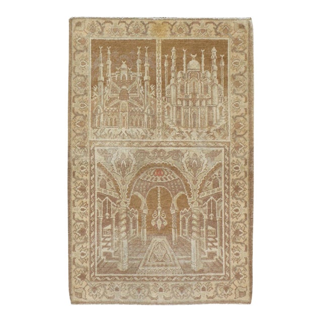 Galerie Shabab Collection Mid-20th Century East Turkestan Khotan Pictorial Rug For Sale