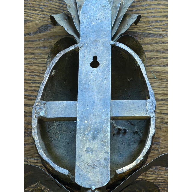 Vintage Italian Tole Iron Pineapple Four-Light Wall Sconce With Copper-Tone Finish For Sale - Image 12 of 12