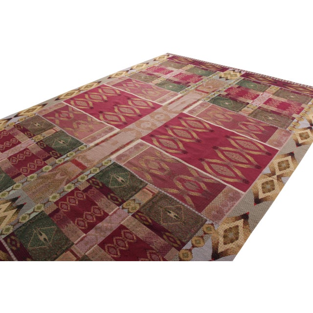 Vintage Van Campen Style Needlepoint, Red With Geometric Patterns by ...