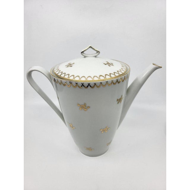 French Empire Style Porcelain Tea Service Decorated with Fine Gold from Sologne, 20th Century, Set of 15 For Sale - Image 9 of 18