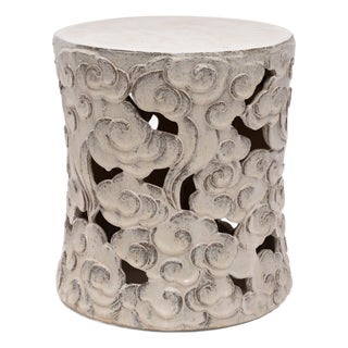 Chinese Milky White Cloud Garden Stool, C. 1900 For Sale