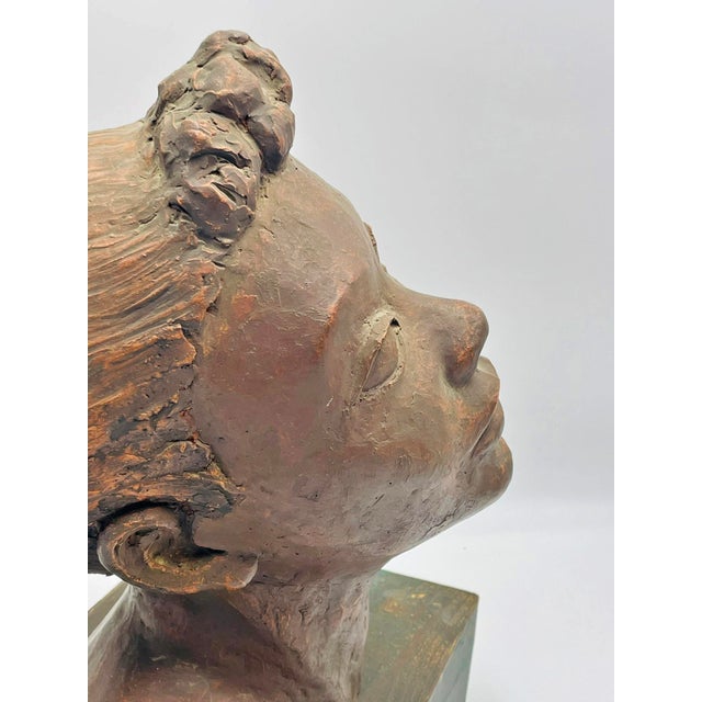1970s Katherine Kadell Clay Bust Sculpture Female Portrait, Los Angeles Modern Art For Sale - Image 10 of 18