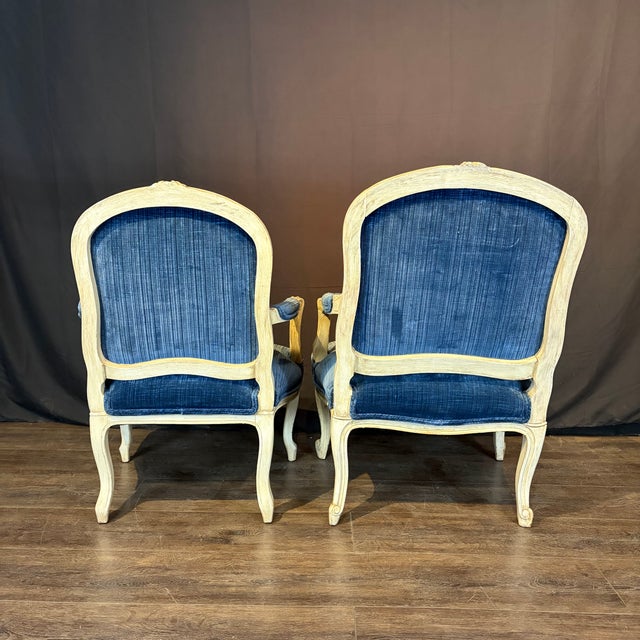 Wood 19th Century French Louis XV King and Queen Armchairs or Fauteuils -a Pair For Sale - Image 7 of 10