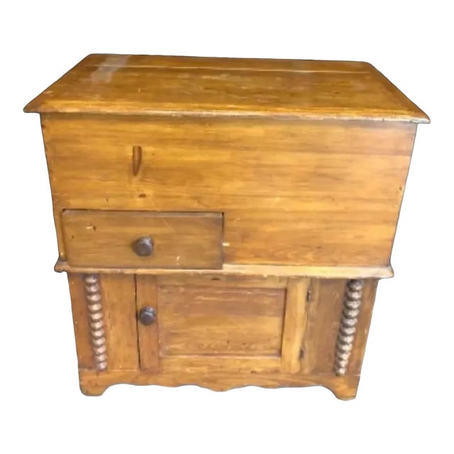 Antique 19th Century Pine Wood Lift Top Dry Sink Washstand Cabinet For Sale