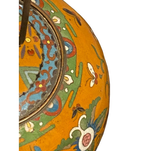 Orange Antique Cloisonné Enamel Footed Ginger Jar Table Lamp For Sale - Image 8 of 12