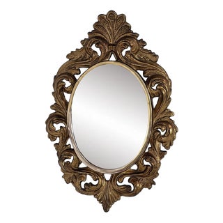 Antique Round Gilded Bronze Mirror For Sale