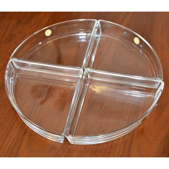 This Listing offers the Alessi 4 compartments Hors d'oeuvres service in crystal glass designed by Ettore Sottsass, made in...