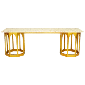 Marble-Top Console Table With Twin Gilt Octagonal Bases