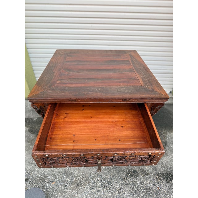 Wood Antique Chinese Shanxi Province Winged Cabinet Table For Sale - Image 7 of 15