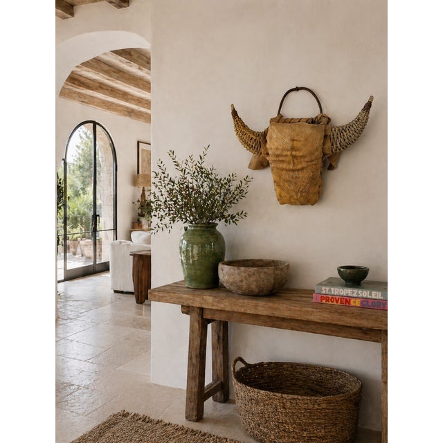 Vintage Woven Bull Head Wall Sculpture | Folk Art Rattan Mount, 1970s For Sale - Image 14 of 14