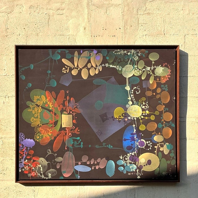 Add a dynamic touch to your decor with this vintage boho original abstract geometric painting on canvas. Featuring bold...