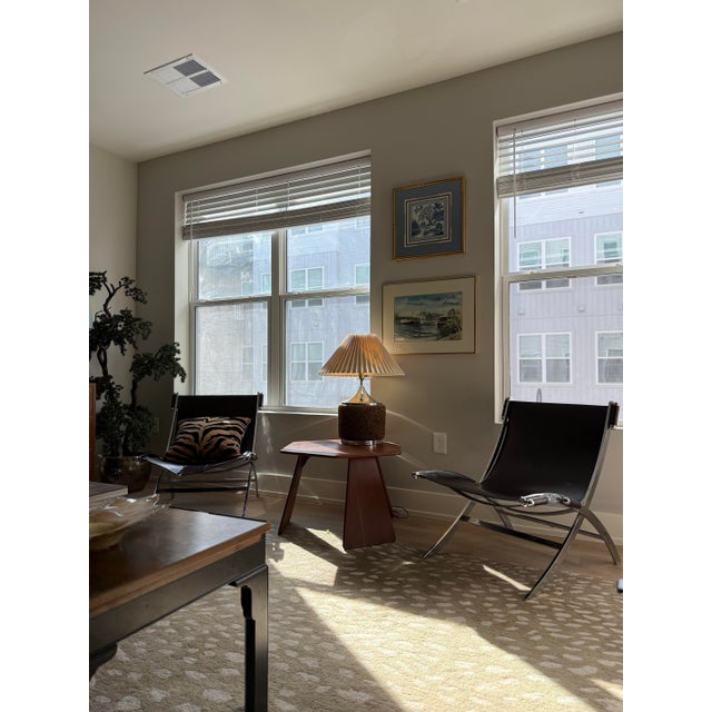Set of vintage chrome sling back leather chairs attributed to Antonio Citterio. From a clean non smoking home. One of the...
