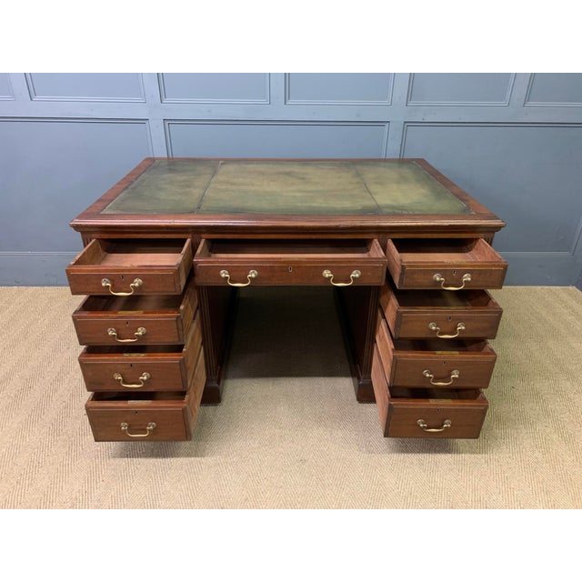 Brown Walnut Partners Pedestal Desk by Maple & Co., 1900 For Sale - Image 8 of 18