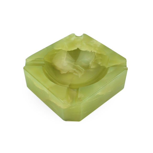 Stone Mid 20th Century Italian Green Alabaster Square Ashtray For Sale - Image 7 of 10