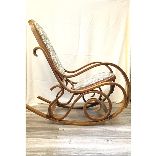 1970s Price Products Ornate Tapestry Upholstered Bentwood Rocking Chair For Sale - Image 4 of 11