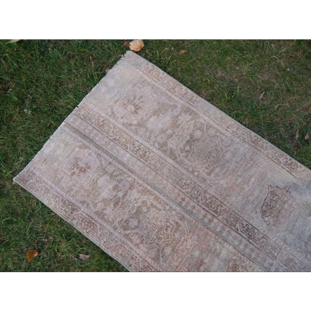 Vintage Distressed Oushak Runner 2′ × 8′4″ For Sale In Philadelphia - Image 6 of 13