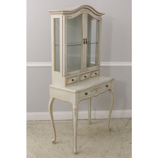 French Floral Paint Decorated Lady’s Writing Secretary Desk | Chairish