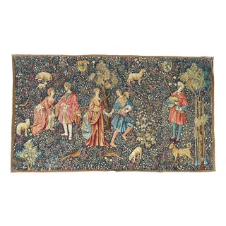 French Aubusson Style Screen Printed Hand Tapestry, 1960s For Sale
