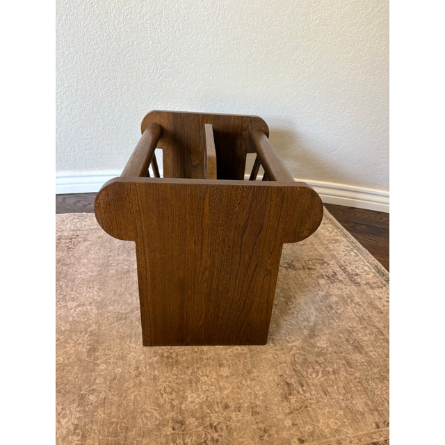 1970s Vintage Leick Solid Oak Magazine Rack by Furniture by Leick, Sheboygan, Wisconsin For Sale - Image 5 of 9