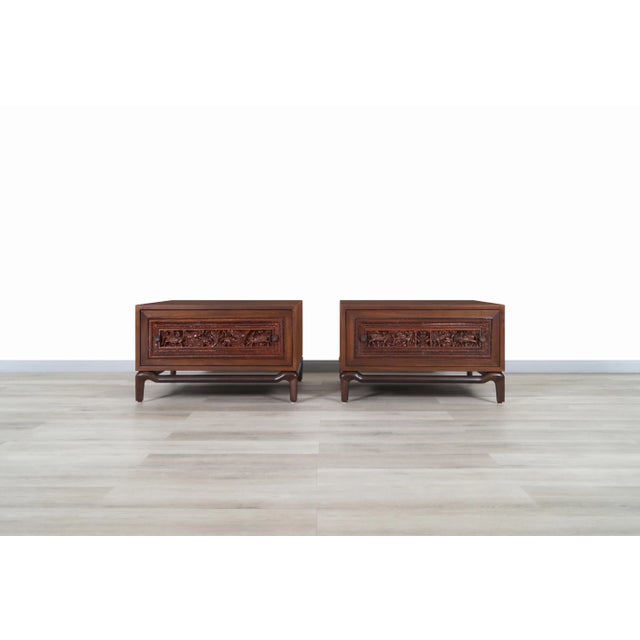 1960s Mid-Century Modern Walnut Nightstands by Maurice Bailey for Monteverdi Young For Sale - Image 5 of 13
