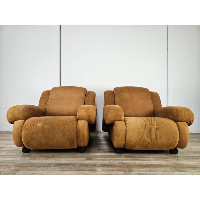 1970s Large Fabric Lounge Chairs, 1970, Set of 2 For Sale - Image 5 of 13