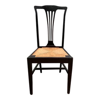 19th Century Antique George III Style Walnut Painted Rush Seat Side Chair For Sale