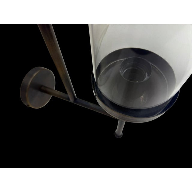Handmade Brass Double Light Glass Tube Wall Sconce For Sale - Image 16 of 17