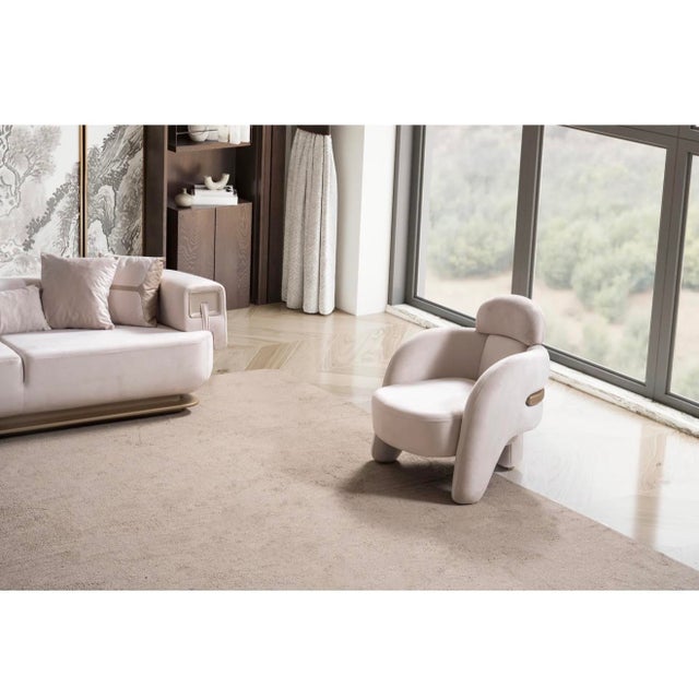 New Athena 3–Piece Modern Curved Silhouette Luxury Sofa Set - Sofa , Loveseat & Chair For Sale - Image 16 of 18