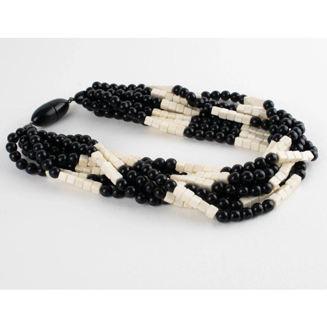 Contemporary Angela Caputi Black and White Resin Multi-Strand Necklace For Sale - Image 3 of 9