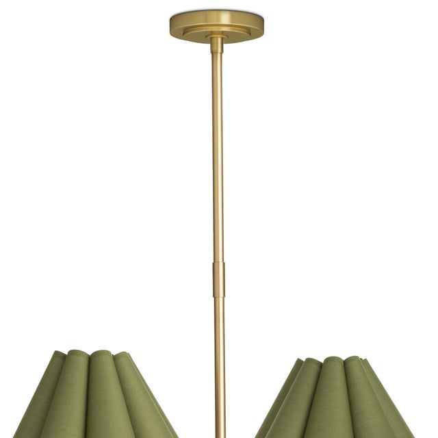 2020s Regina Andrew Polly Chandelier, Natural Brass with Olive Scalloped Shade - 2 cartons For Sale - Image 5 of 7