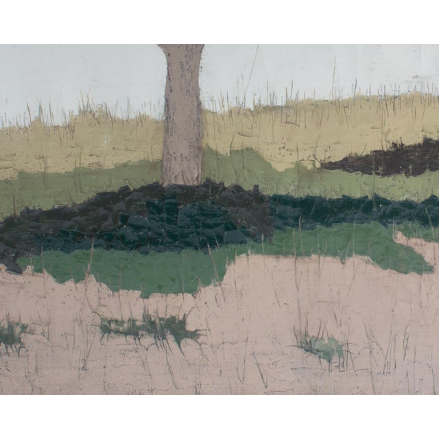 1956 Signed Abstract Oil on Canvas Board Landscape Painting by Artist