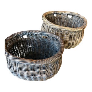 Nantucket Wicker Bicycle Baskets-Pair For Sale
