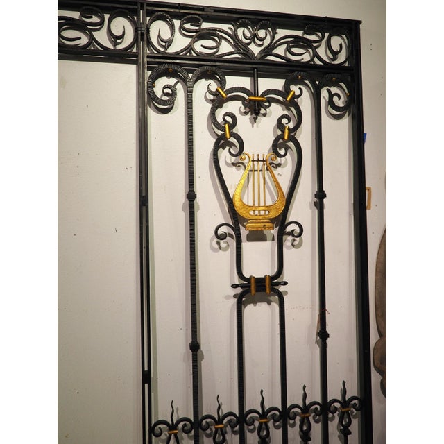 Antique French Wrought Iron Entryway Surround With Gilded Lyre Decor, C. 1920s For Sale - Image 14 of 18