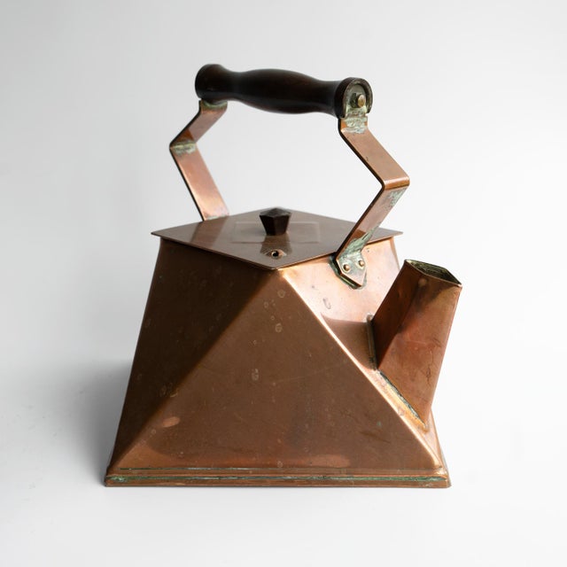 Antique French Modernist Copper Kettle, Art Deco Cubist Design, 1920s For Sale - Image 6 of 16