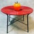 Coffee table and rattan round Scooby red frame wrought iron noir.Des 1955.